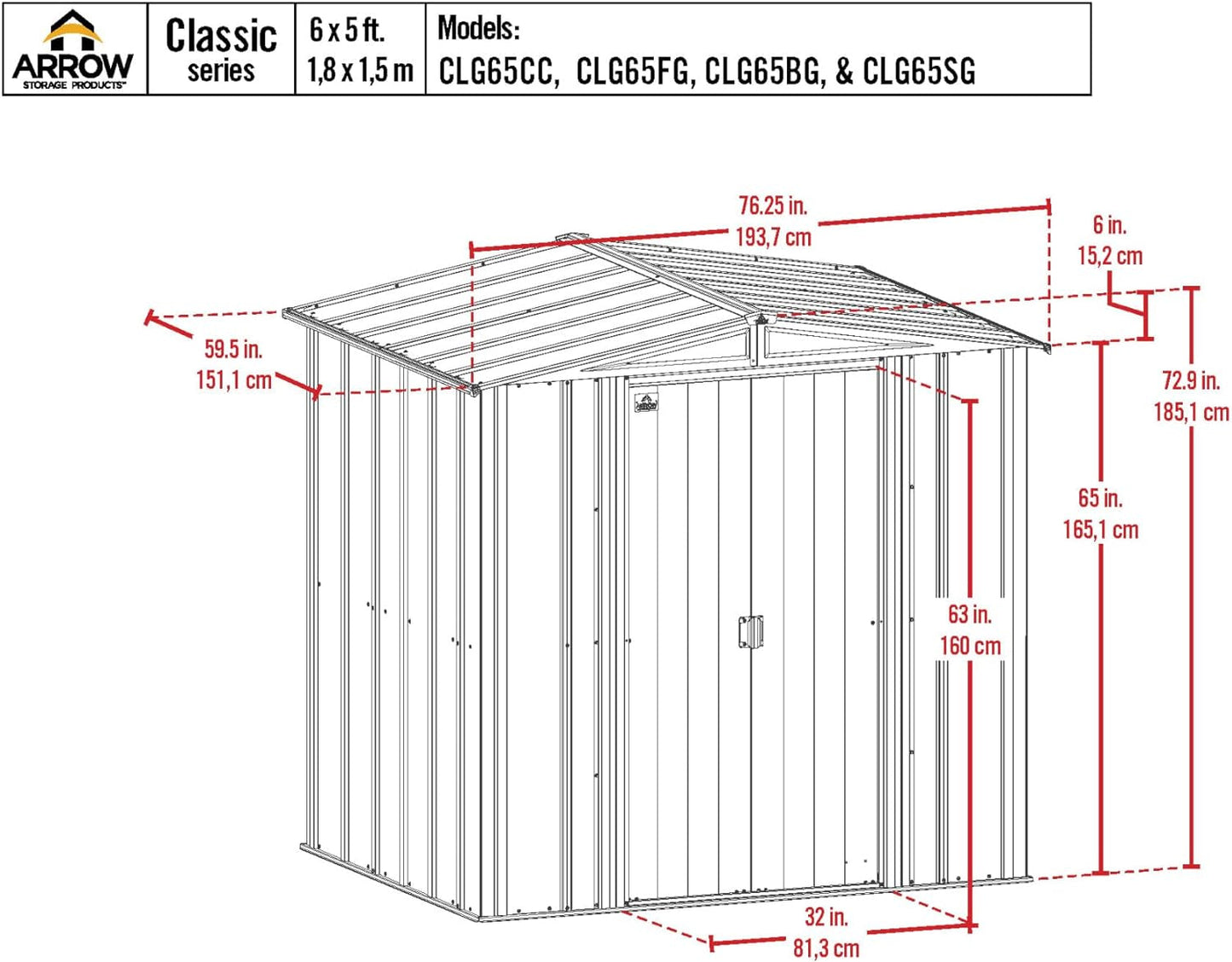 Classic Steel Storage Shed, 6X5, Blue Grey ShipItFurniture