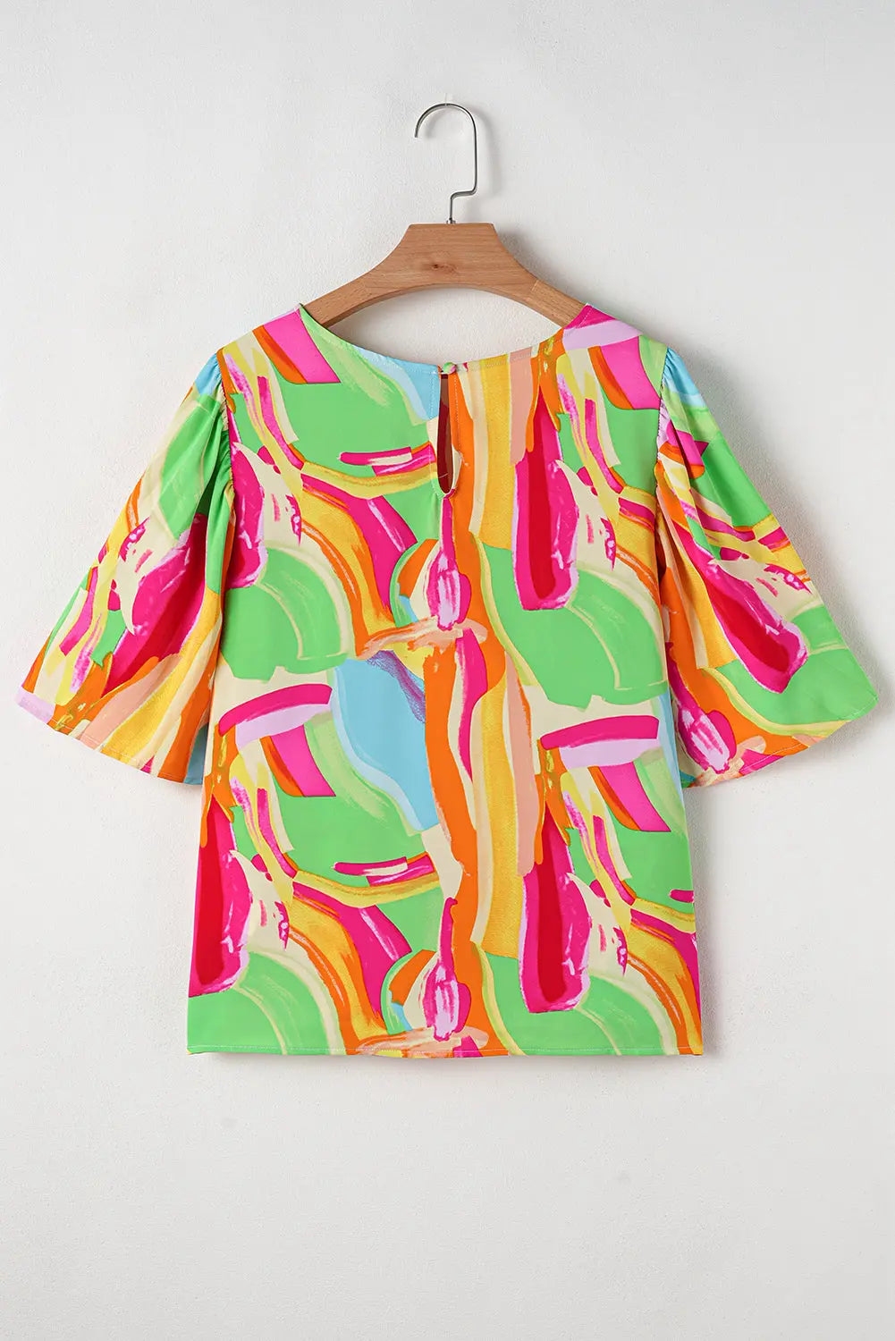 Angel Abstract Half Sleeve Blouse Threaded Pear