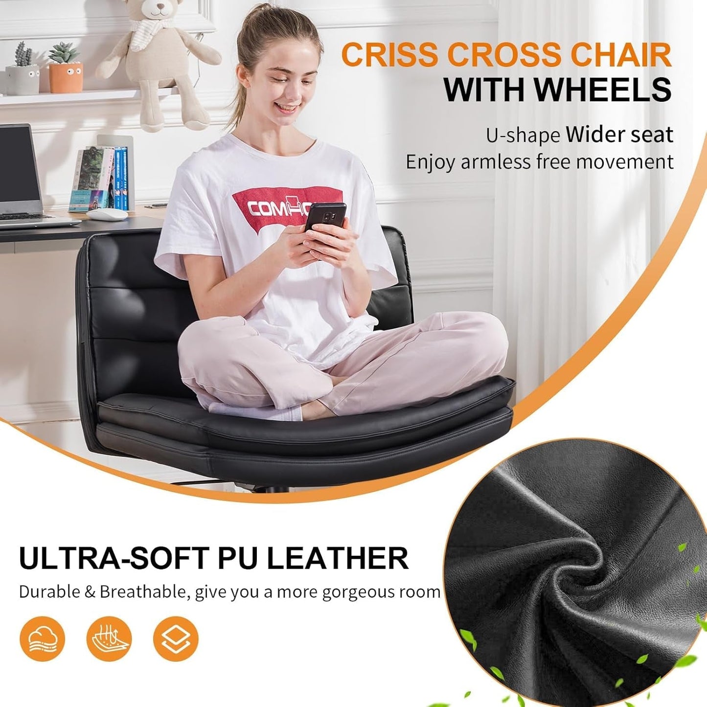 Criss Cross Office Chair Extra Wide Black For Home Office ShipItFurniture