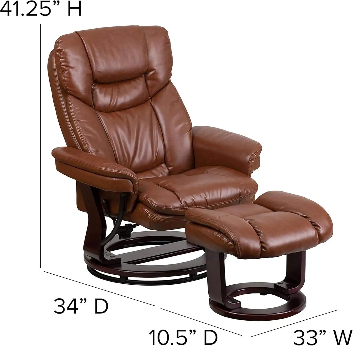 Allie Leathersoft Upholstered Recliner With Ottoman Brown - Get it from Bo