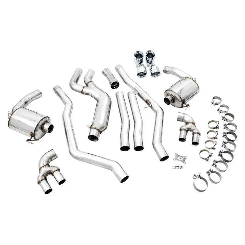 AWE Tuning 2019+ BMW M340i (G20) Non-Resonated Touring Edition Exhaust - Quad Chrome Silver Tips NP Motorsports