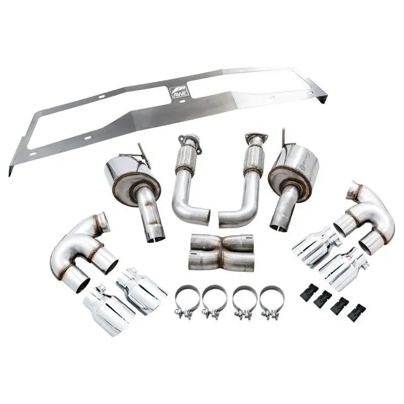 AWE Tuning 2020 Chevrolet Corvette (C8) Touring Edition Exhaust - Quad Chrome Silver Tips NP Motorsports