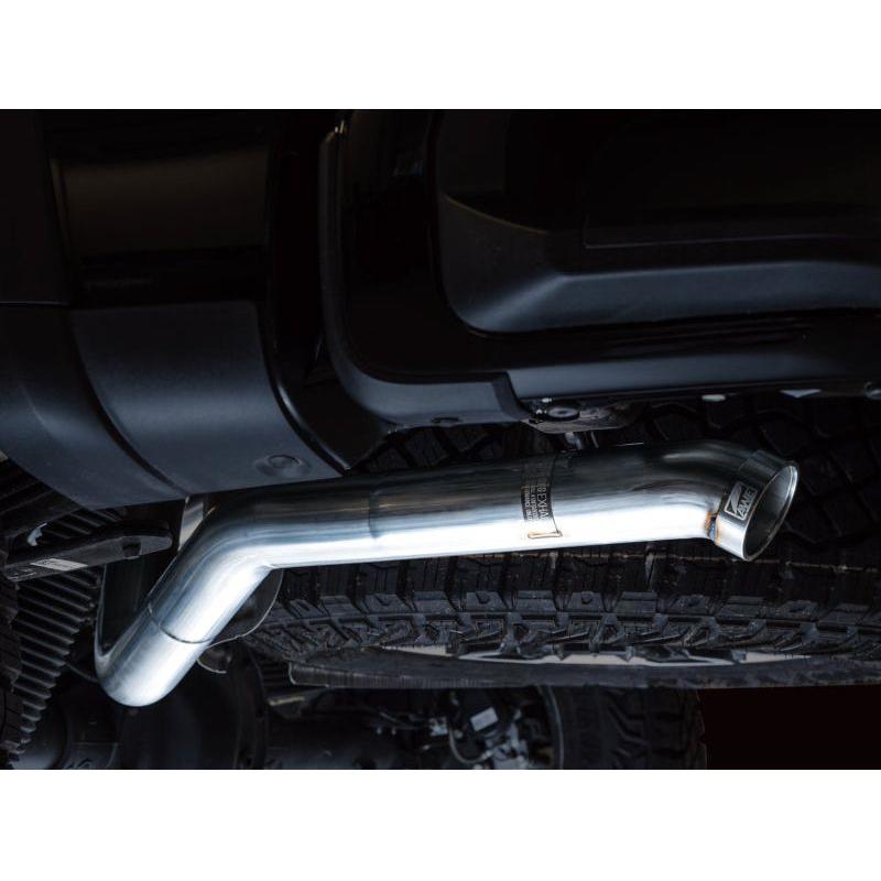 AWE Tuning 22-23 GMC Sierra 1500 AT4X 6.2L 0FG Catback Split Dual (Flat Bumper) - Bashguard(No Tips) NP Motorsports