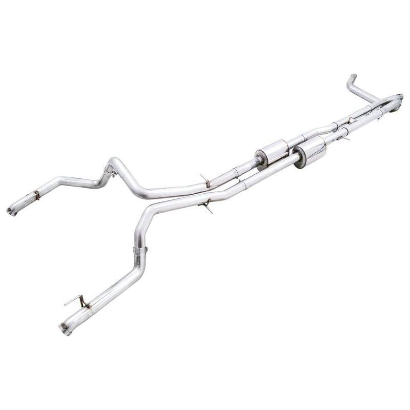 AWE Tuning 22-23 GMC Sierra 1500 AT4X 6.2L 0FG Catback Split Dual (Flat Bumper) - Bashguard(No Tips) NP Motorsports