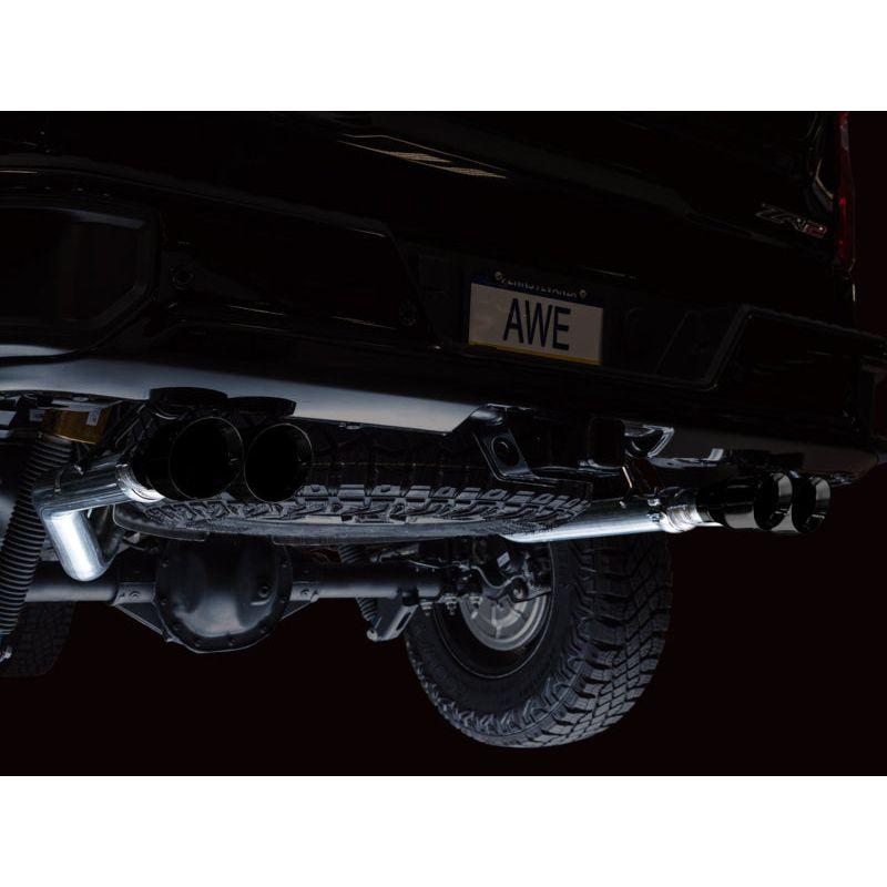 AWE Tuning 22-23 GMC Sierra 1500 AT4X 6.2L 0FG Catback Split Dual (Flat Bumper) - Diamond Black Tips NP Motorsports