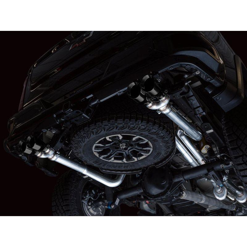 AWE Tuning 22-23 GMC Sierra 1500 AT4X 6.2L 0FG Catback Split Dual (Flat Bumper) - Diamond Black Tips NP Motorsports