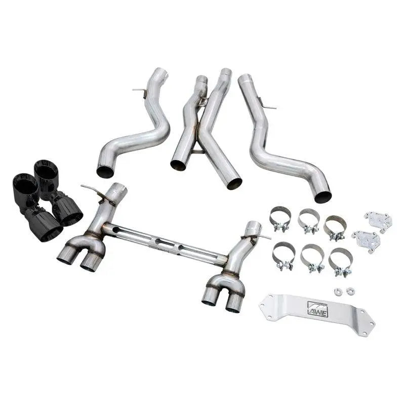 AWE Tuning BMW F8X M3/M4 Track Edition Catback Exhaust - Diamond Black Tips NP Motorsports