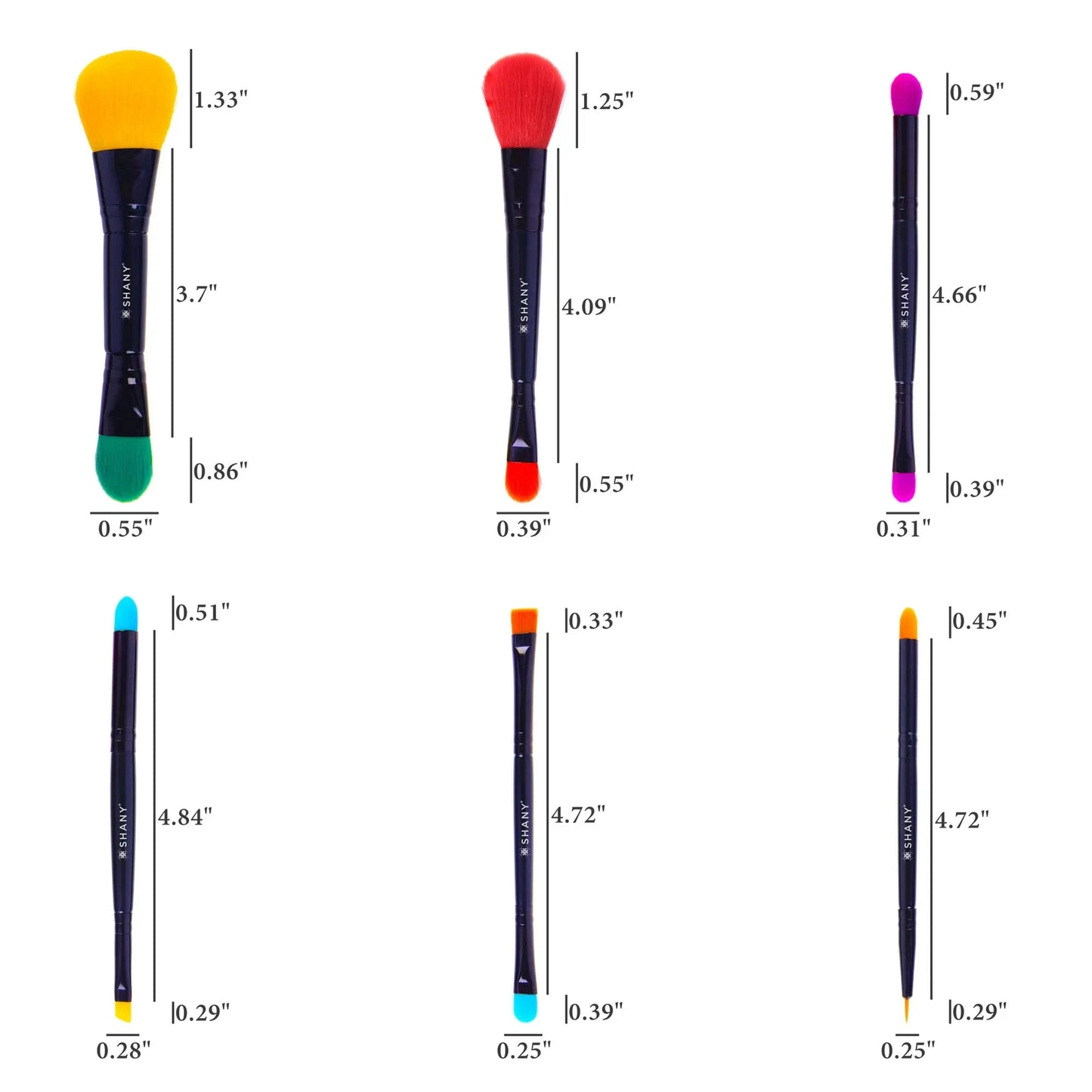 LUNA - 6 PC Double Sided Travel Makeup Brush Set with Pouch SHANY