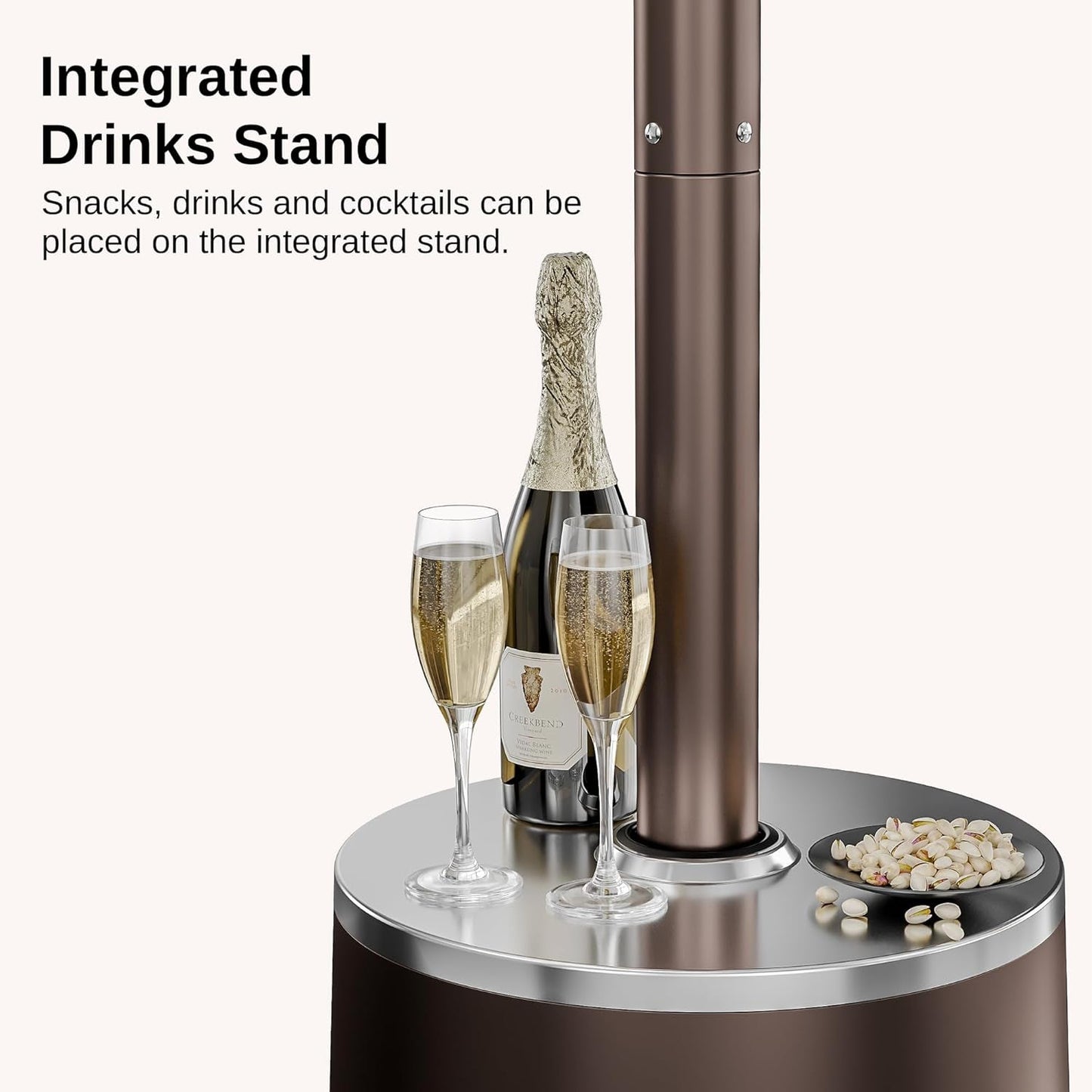 50,000 BTU Patio Heater with Sand Box, Table Design, Double-Layer Stainless Steel Burner, Wheels, Triple Protection System, Outdoor Heater for Home and Residential, Pinecone ShipItFurniture