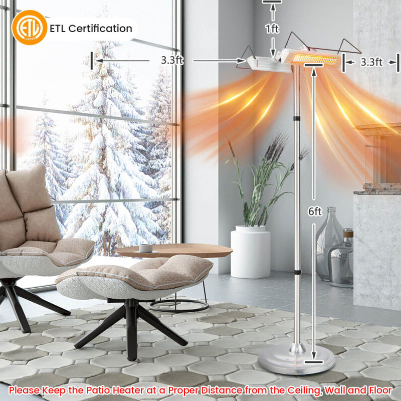 1500W Standing Electric Heater with Double-Sided Heating ShipItFurniture