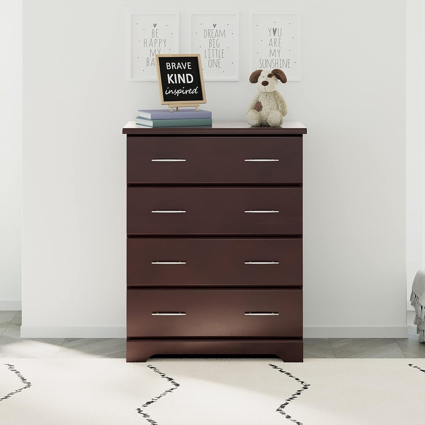 Brookside 4 Drawer Dresser (Espresso) – GREENGUARD Gold Certified, Dresser for Nursery, 4 Drawer Dresser, Kids Dresser, Nursery Dresser Drawer Organizer, Chest of Drawers ShipItFurniture