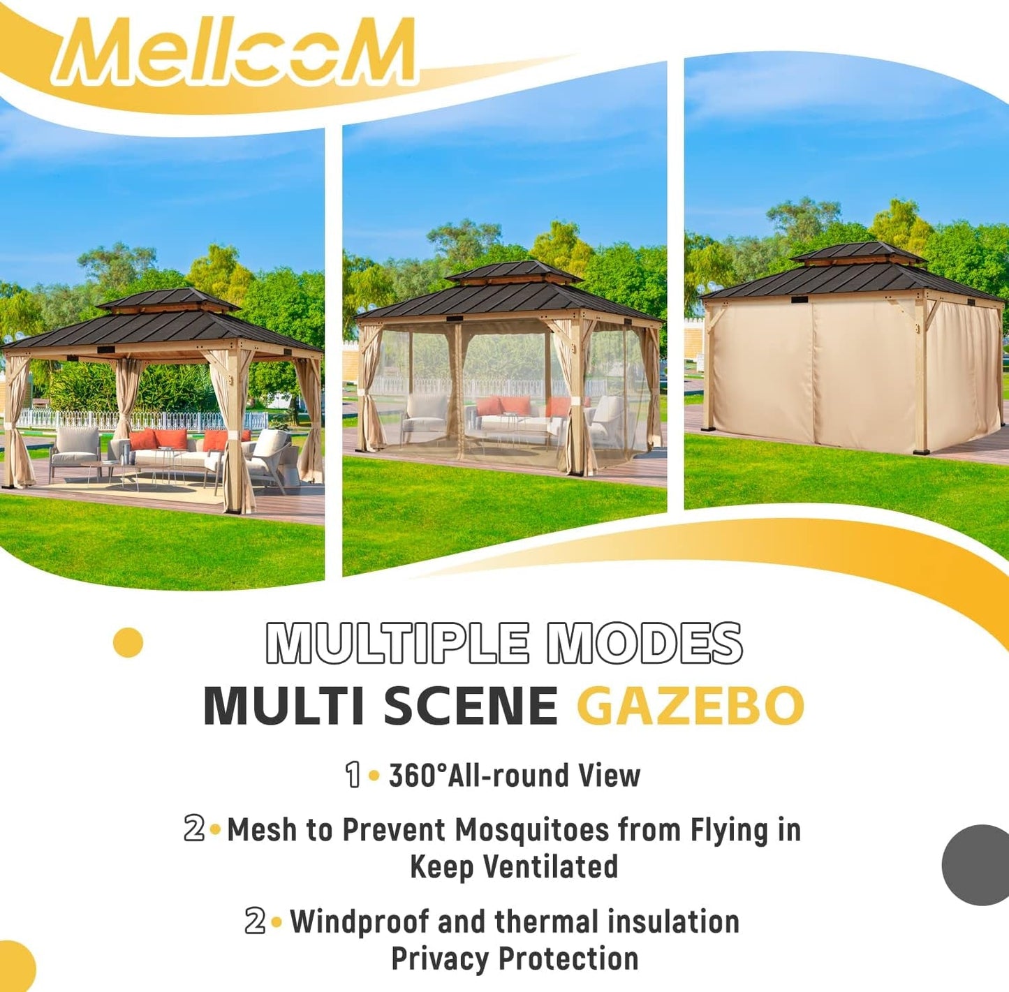 Spruce Wood Double Roof Gazebo 11x13 ShipItFurniture