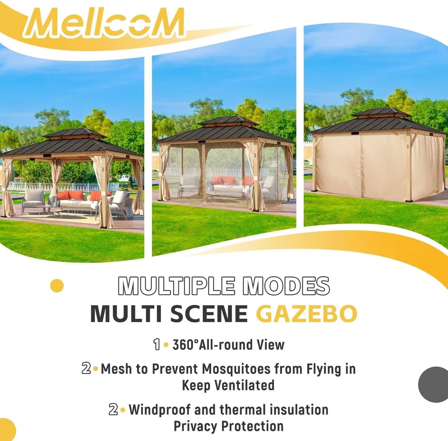 Spruce Wood Double Roof Gazebo 11x13-4