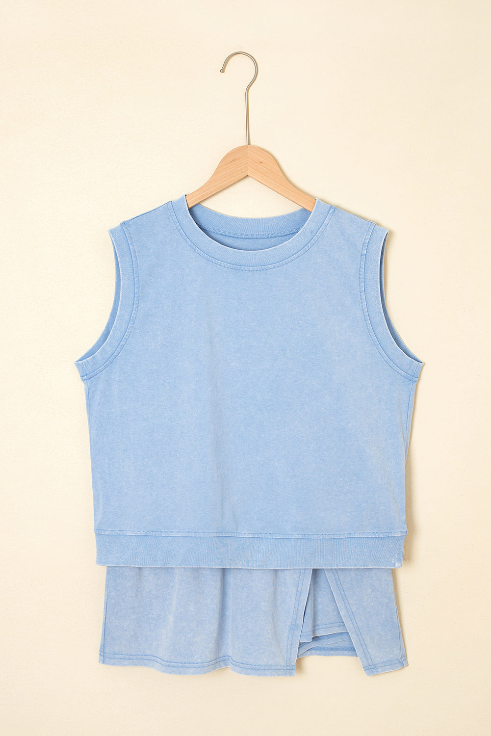 Aria 2 Pieces Mineral Wash Cotton Tank Top Lined Split Skirt Set Threaded Pear