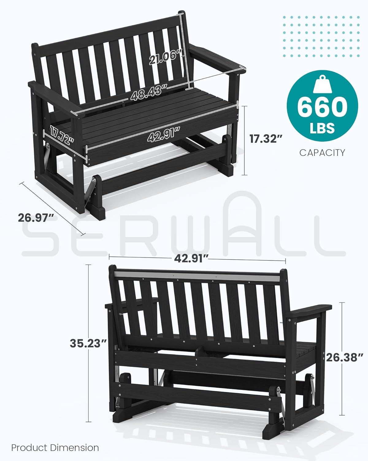 Two Person Outdoor Glider Bench Weather Resistant Comfortable ShipItFurniture