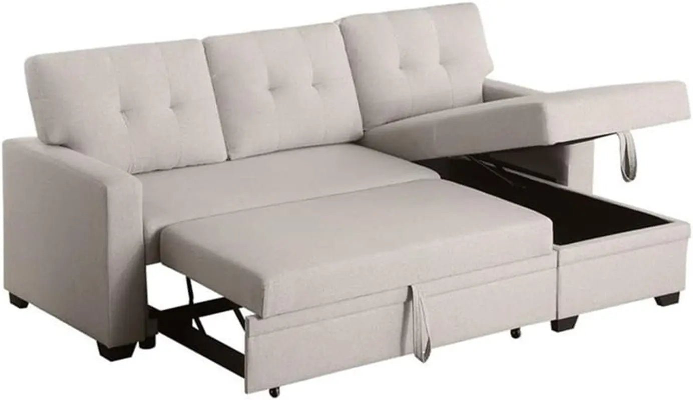 Beige L Shaped Convertible Sleeper Sectional Couch - Get it from Bo