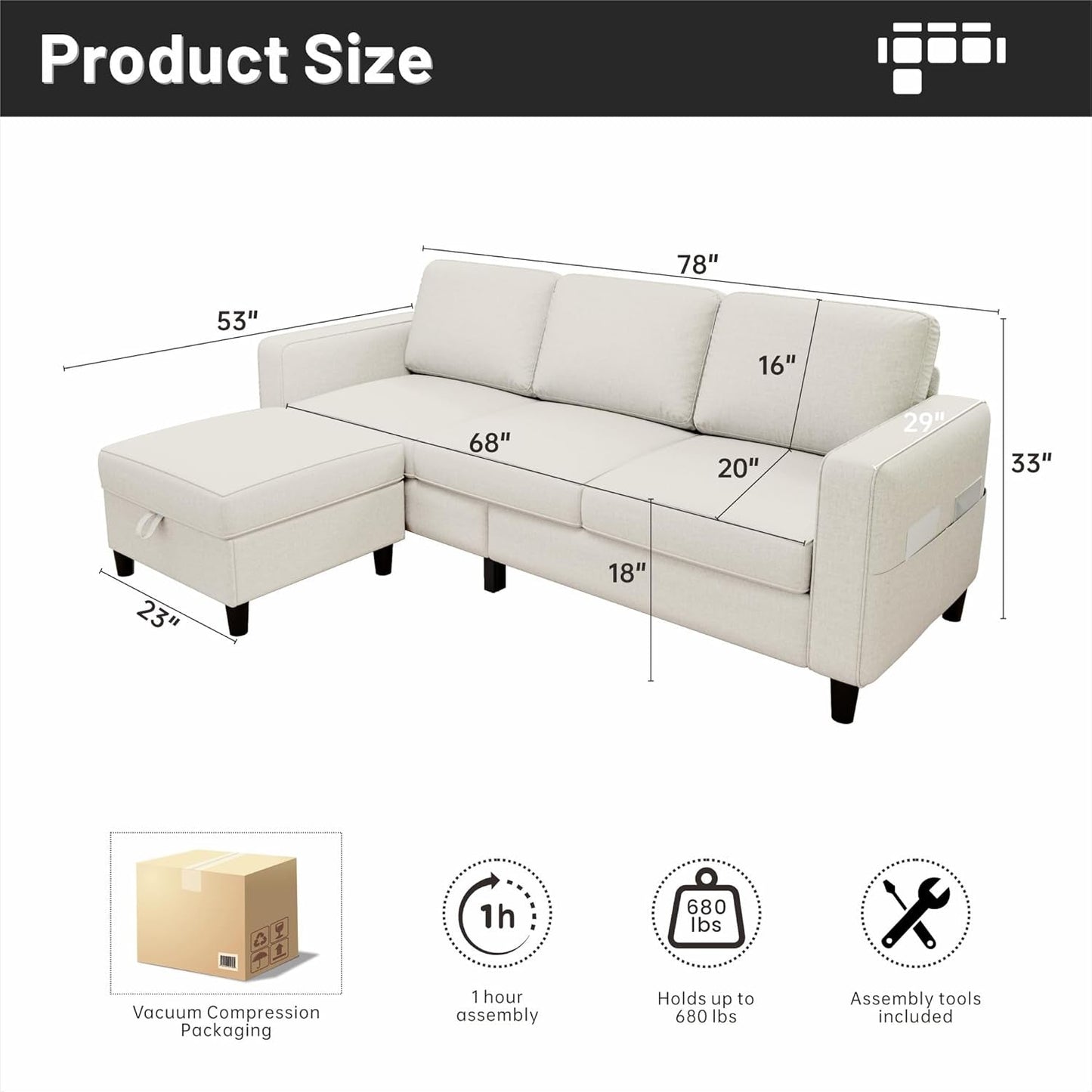 Beige Sectional Sofa for Small Spaces Comfortable and Versatile ShipItFurniture