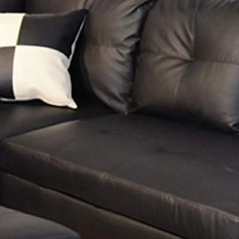 Black Faux Leather Sectional Sofa Set With Ottoman - Get it from Bo