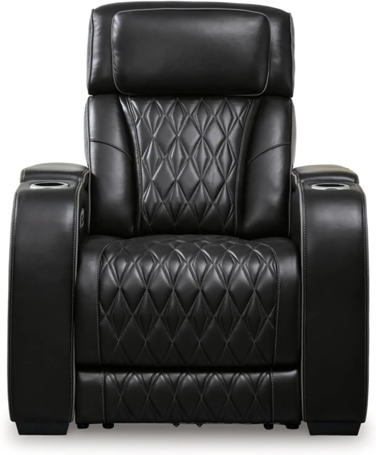 Black Leather Power Recliner With Adjustable Headrest - Get it from Bo