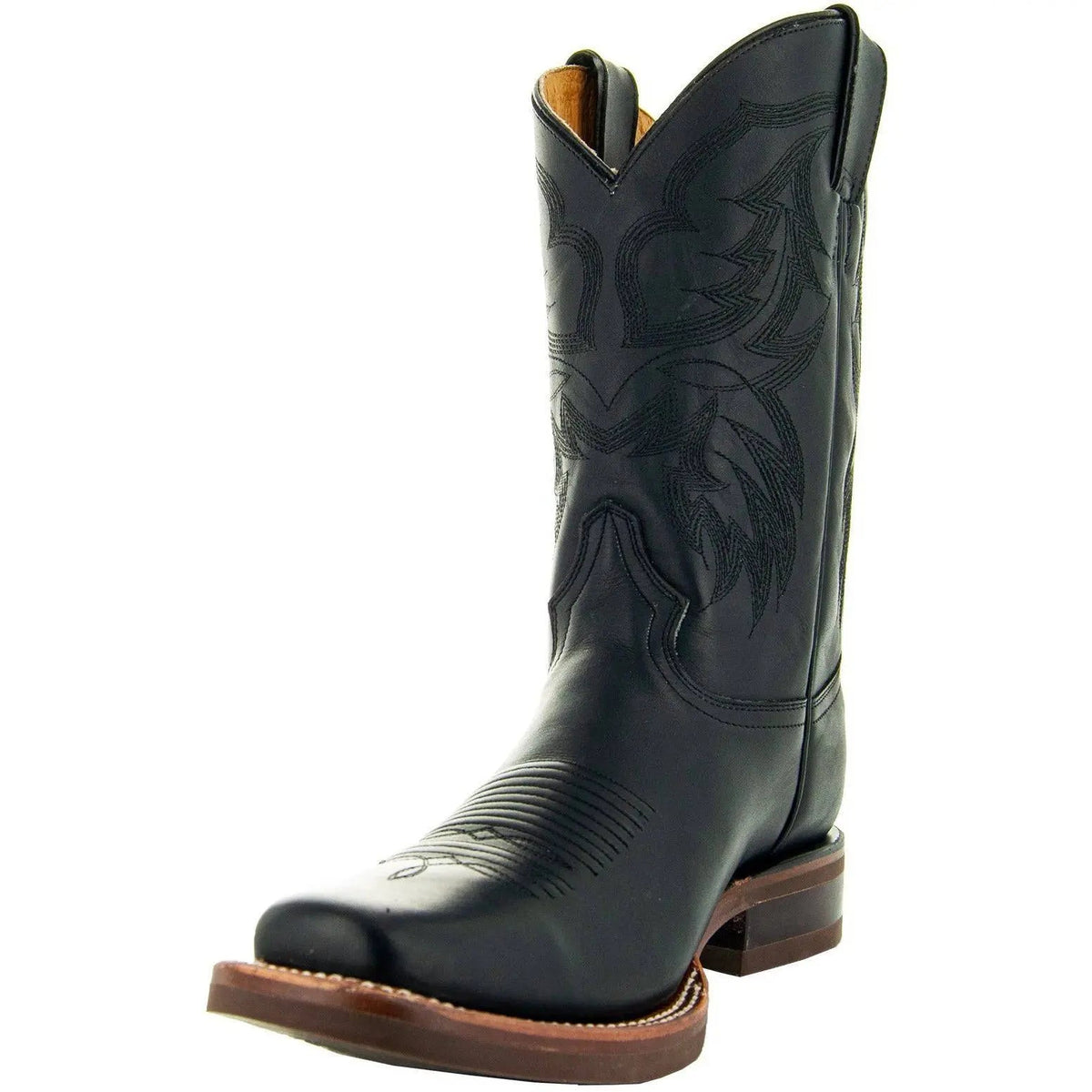Black Square Toe Leather Cowboy Boots H4002 - Get it from Bo