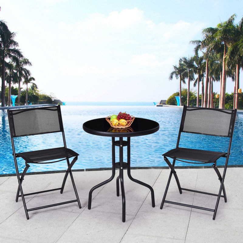3 Pieces Folding Bistro Table Chairs Set for Indoor and Outdoor ShipItFurniture
