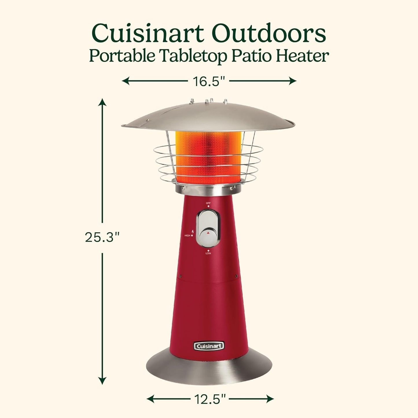 COH-513 Portable Tabletop Patio, 11,000 BTU Outdoor Propane Heater with Safety Tilt Switch and Burner Screen Guard, 30 Sq. Foot Heat Range, Red ShipItFurniture