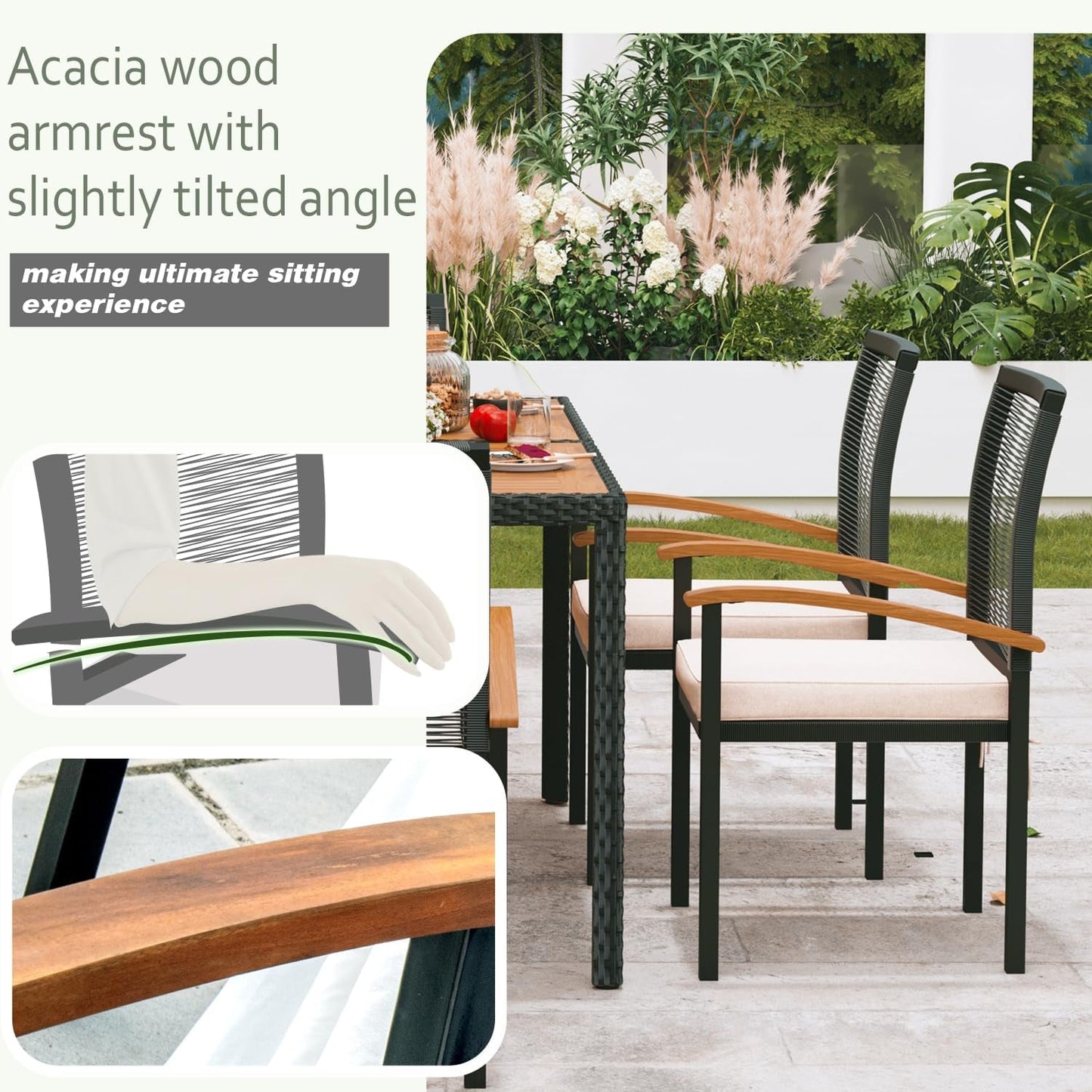 AERBUSKE 7 Pieces Outdoor Table and Chairs Set Outdoor Patio Furniture Set Wicker Patio Dining Sets for 6 Patio Table and Chairs Set Outdoor Furniture Set for Garden Yard Porch Poolside ShipItFurniture