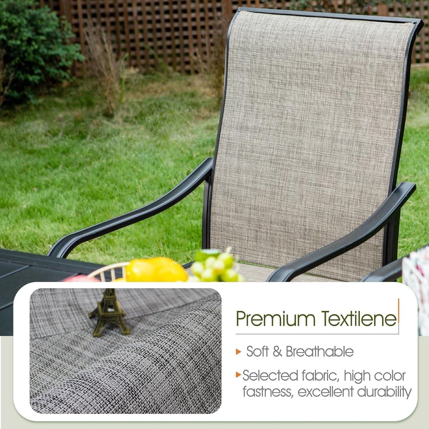 Patio Set with Umbrella 8 Pieces Outdoor Dining Set for 6 with 13Ft Double-Sided Patio Umbrella Beige, 6 X Swivel Patio Chairs, 1 Metal Table for Lawn Garden ShipItFurniture