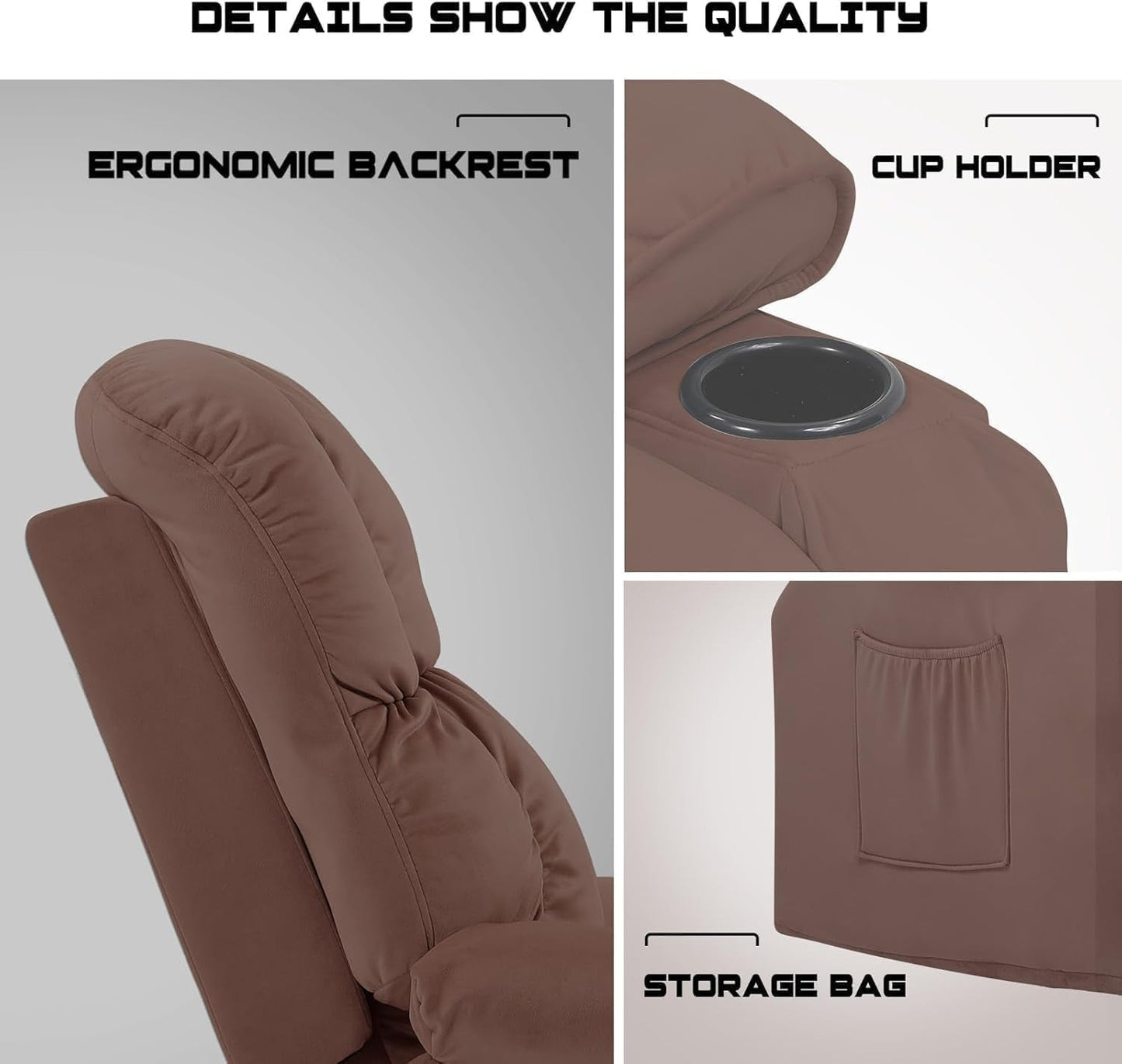 Brown Heated Massage Recliner With Ergonomic Support ShipItFurniture