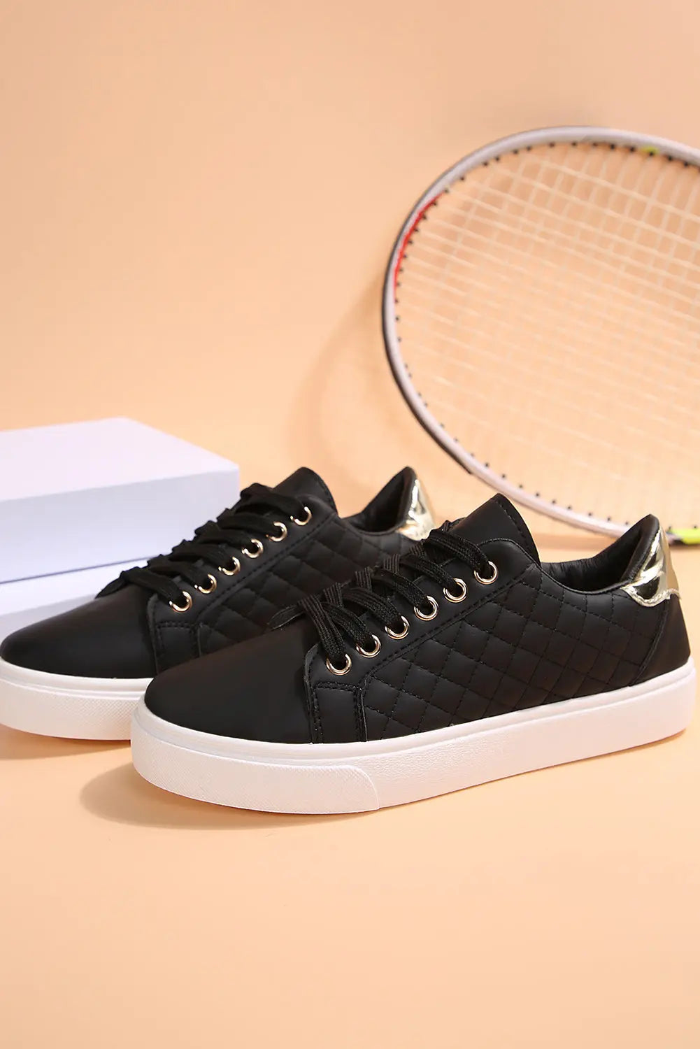 Harper Quilted Lace Up Sneakers Threaded Pear