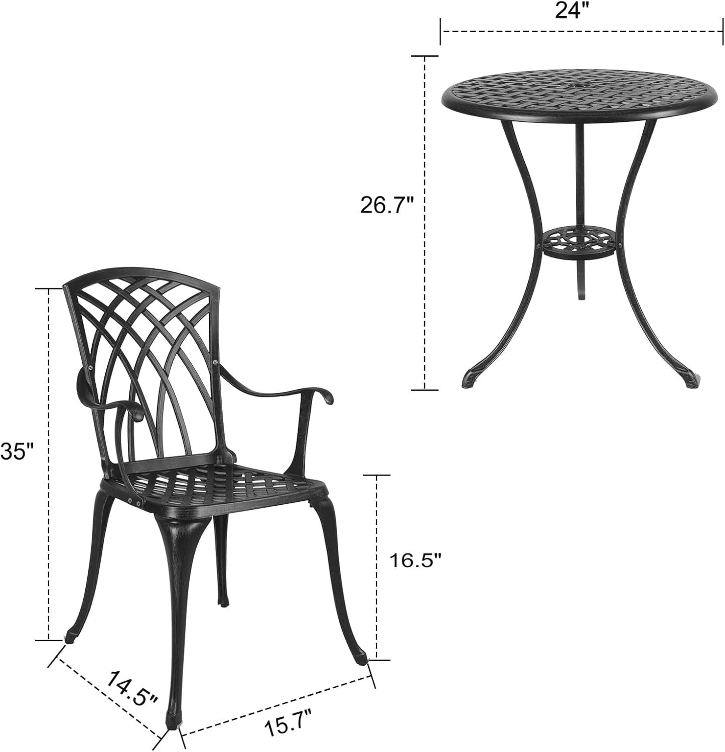 Outdoor Round Bistro Table Set Umbrella Hole ShipItFurniture