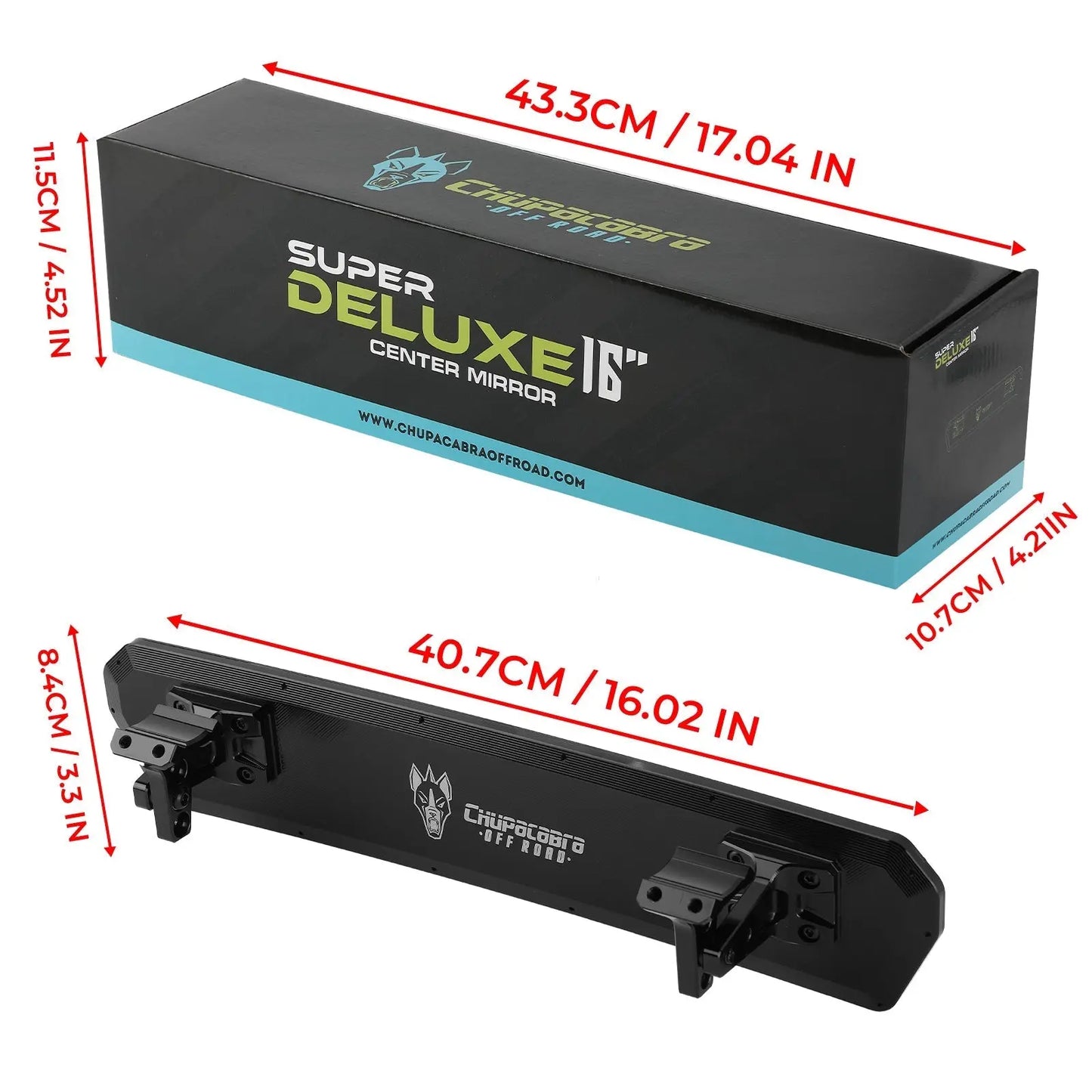 Super DELUXE 16" Offroad UTV Center Rearview Mirror - Get it from Bo