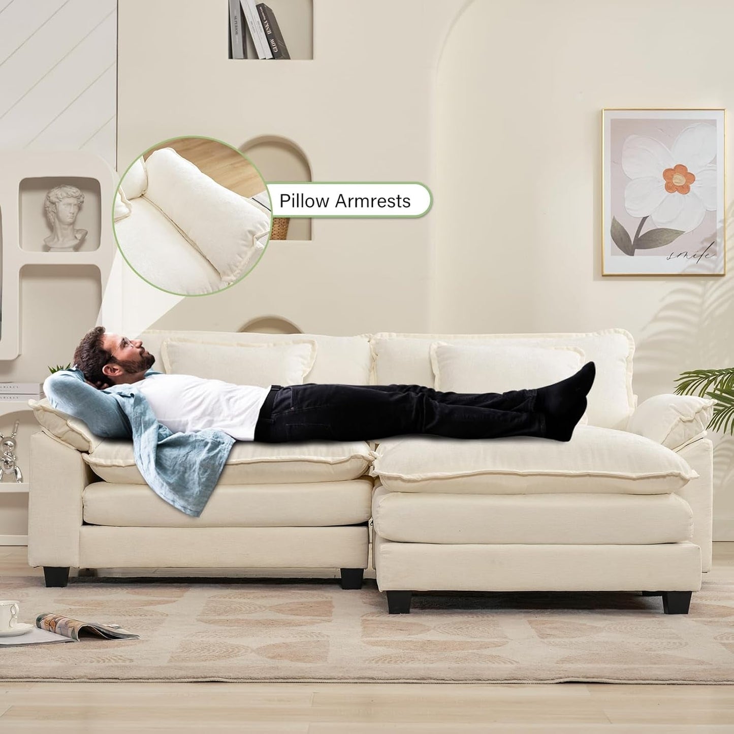 Comfy Cloud Couch Modular Sofa with Ottoman and Pillows ShipItFurniture