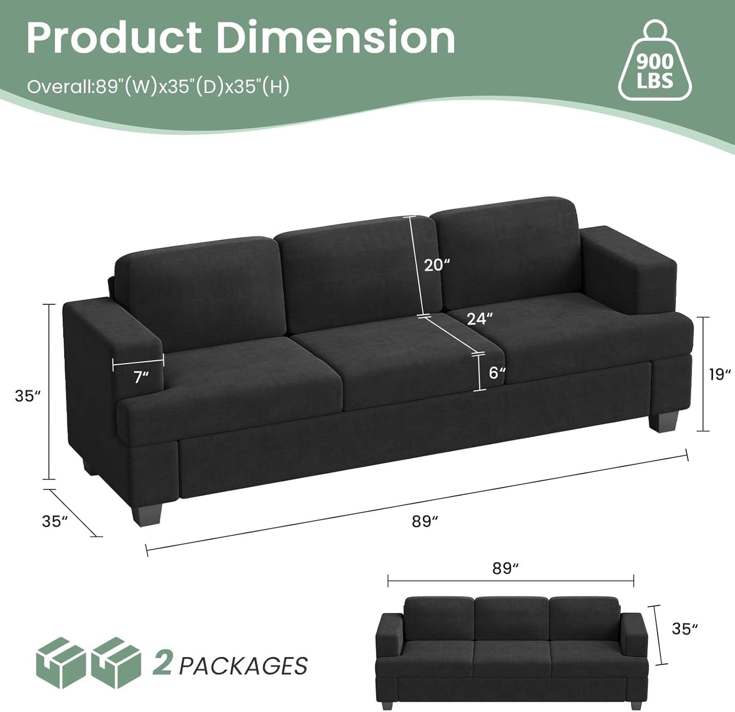 Comfy Modern Sleeper Couch Set for Living Room ShipItFurniture