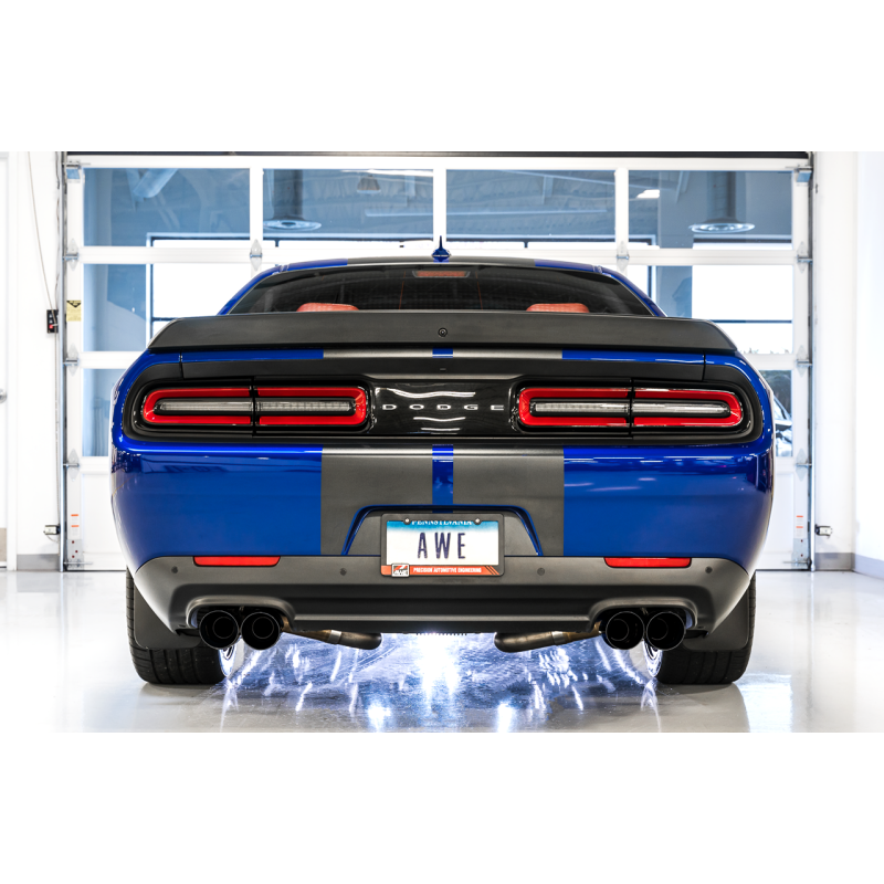 AWE Tuning 2015+ Dodge Challenger 6.4L/6.2L SC Track Edition Exhaust - Quad Diamond Black Tips NP Motorsports