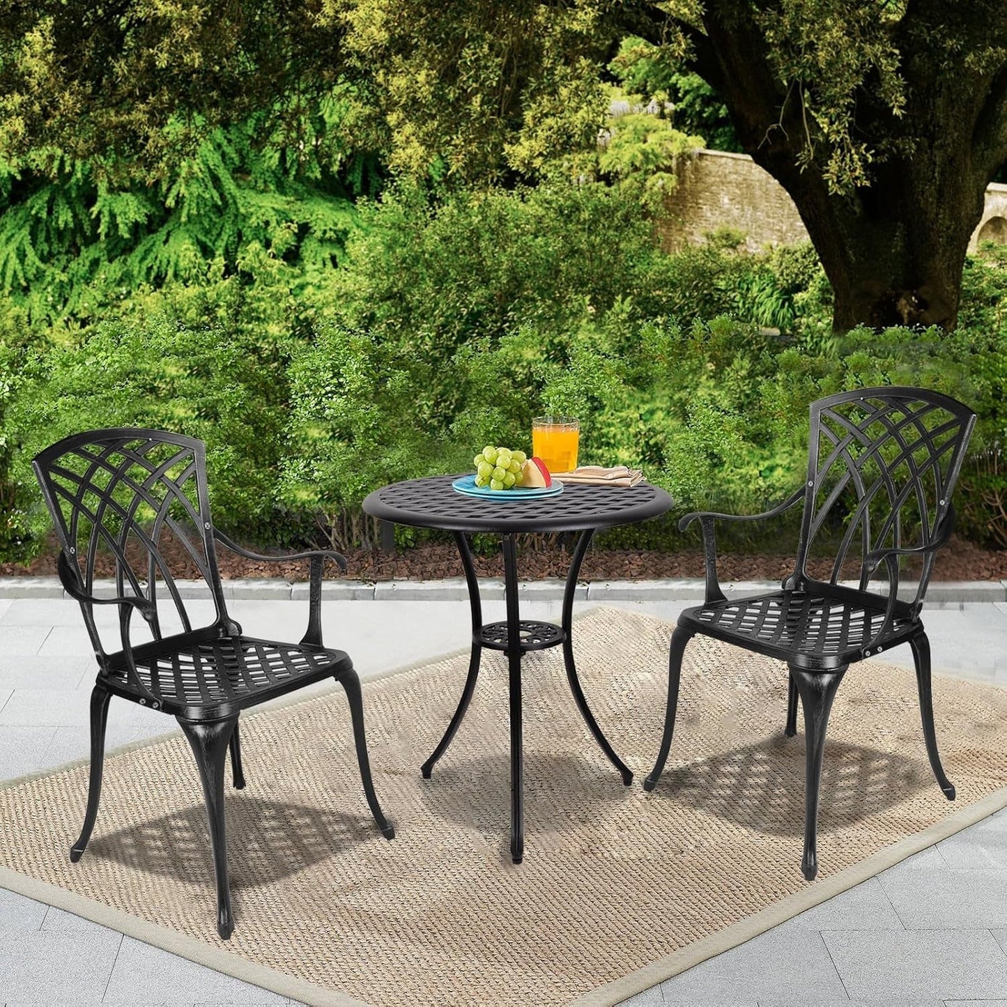 Outdoor Round Bistro Table Set Umbrella Hole ShipItFurniture