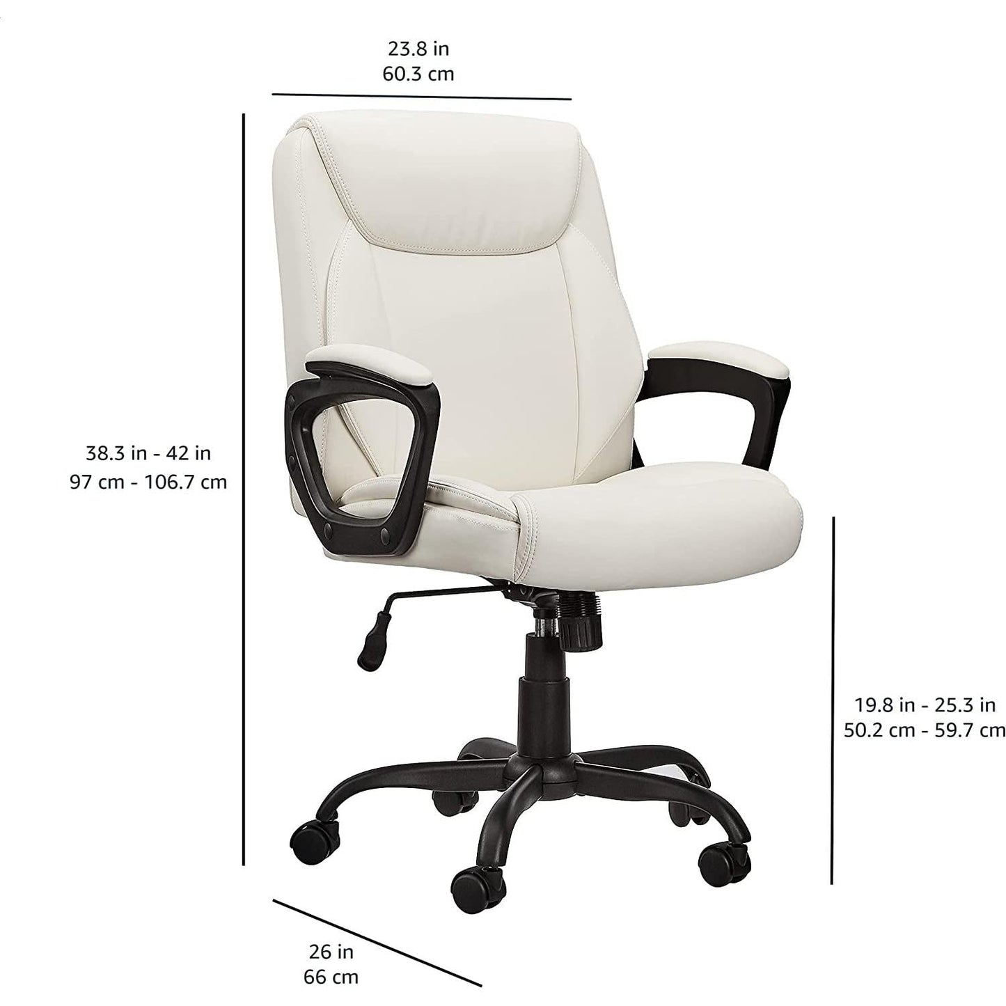 Cream Padded Office Chair Armrests Height Adjustable ShipItFurniture