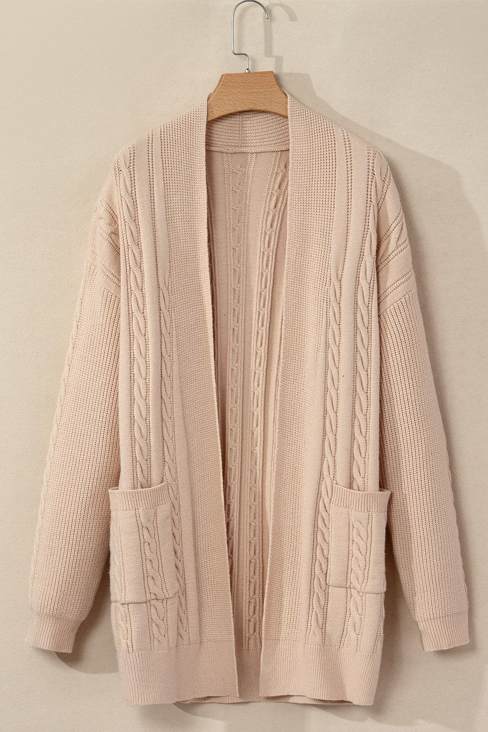 Jade Oversize Chunky Cable Knit Midi-length Cardigan Threaded Pear