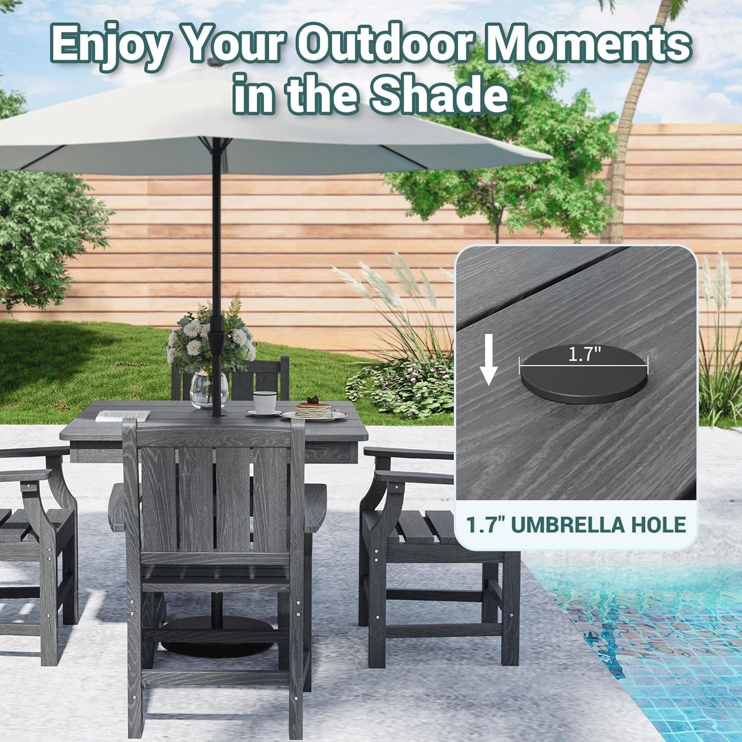 Spacious Five Piece Outdoor Dining Set with Umbrella Hole ShipItFurniture