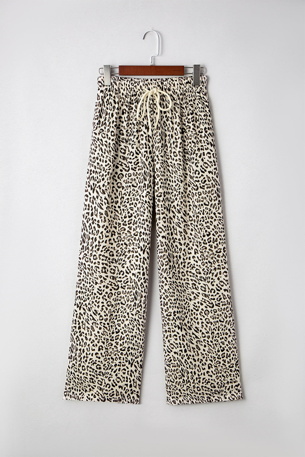 Mabel Leopard Drawstring Elastic Waistband Loose Pants Threaded Pear