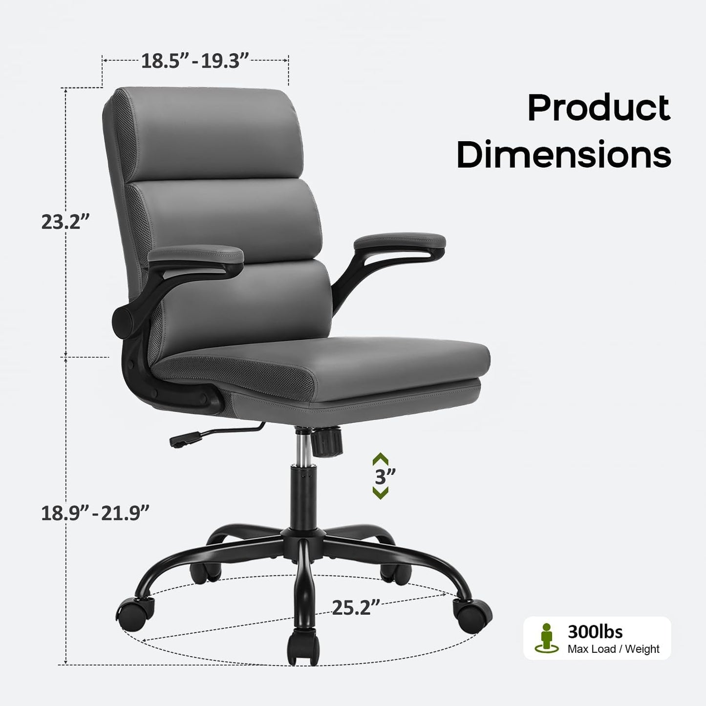 Gray Ergonomic Office Chair With Adjustable Height
