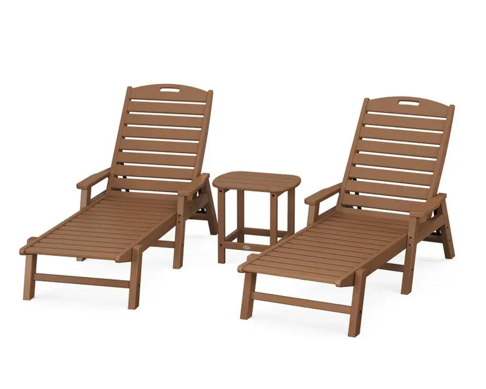 Nautical Three Piece Outdoor Chaise Lounge Set Table-4