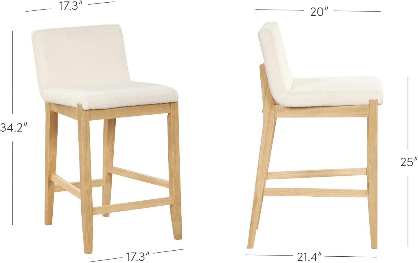 Gracie Modern Counter Height Bar Stool Cream Boucle ShipItFurniture
