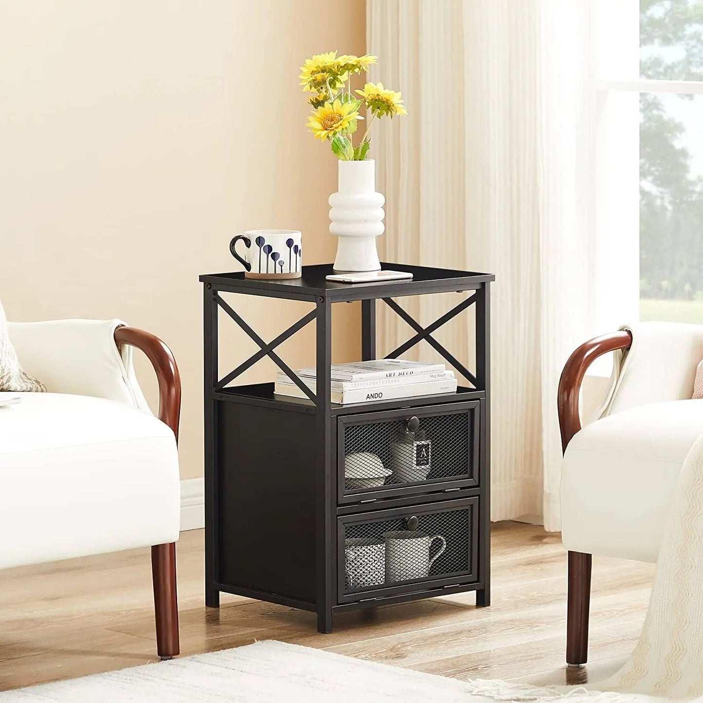 X-Design Retro Black Nightstand-4
