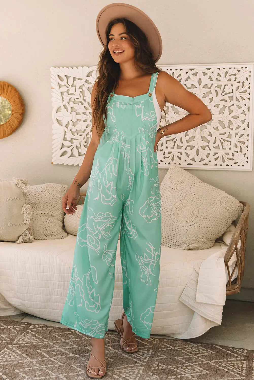 Lorelai Wide Leg Overalls Threaded Pear