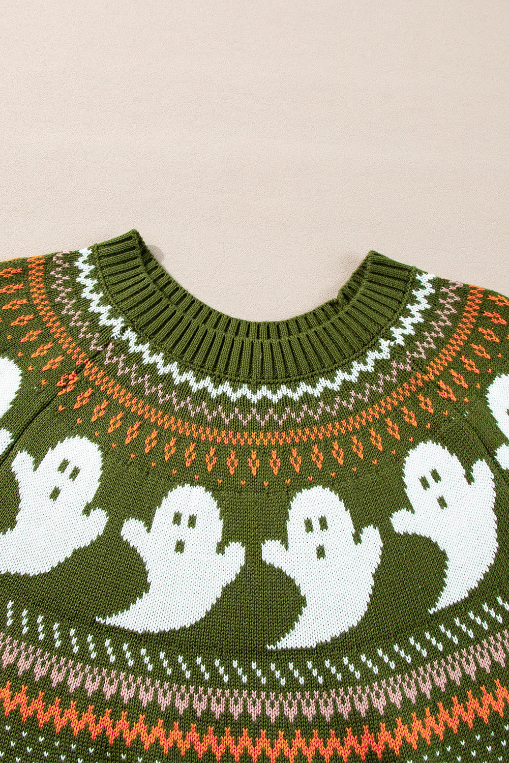 Kaylee Halloween Ghost Pattern Sweater Threaded Pear
