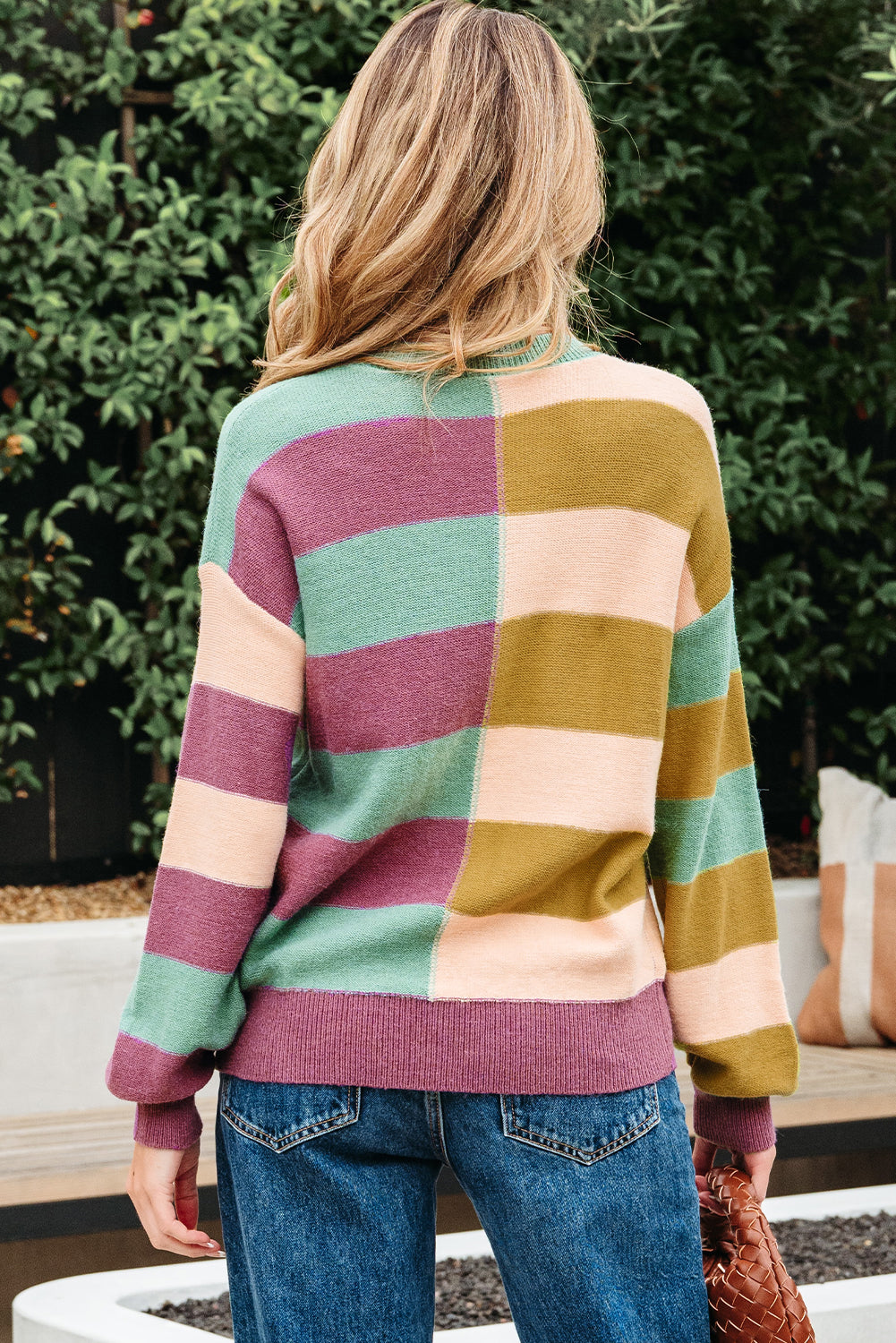 Isabelle Ribbed Edge Casual Sweater Threaded Pear