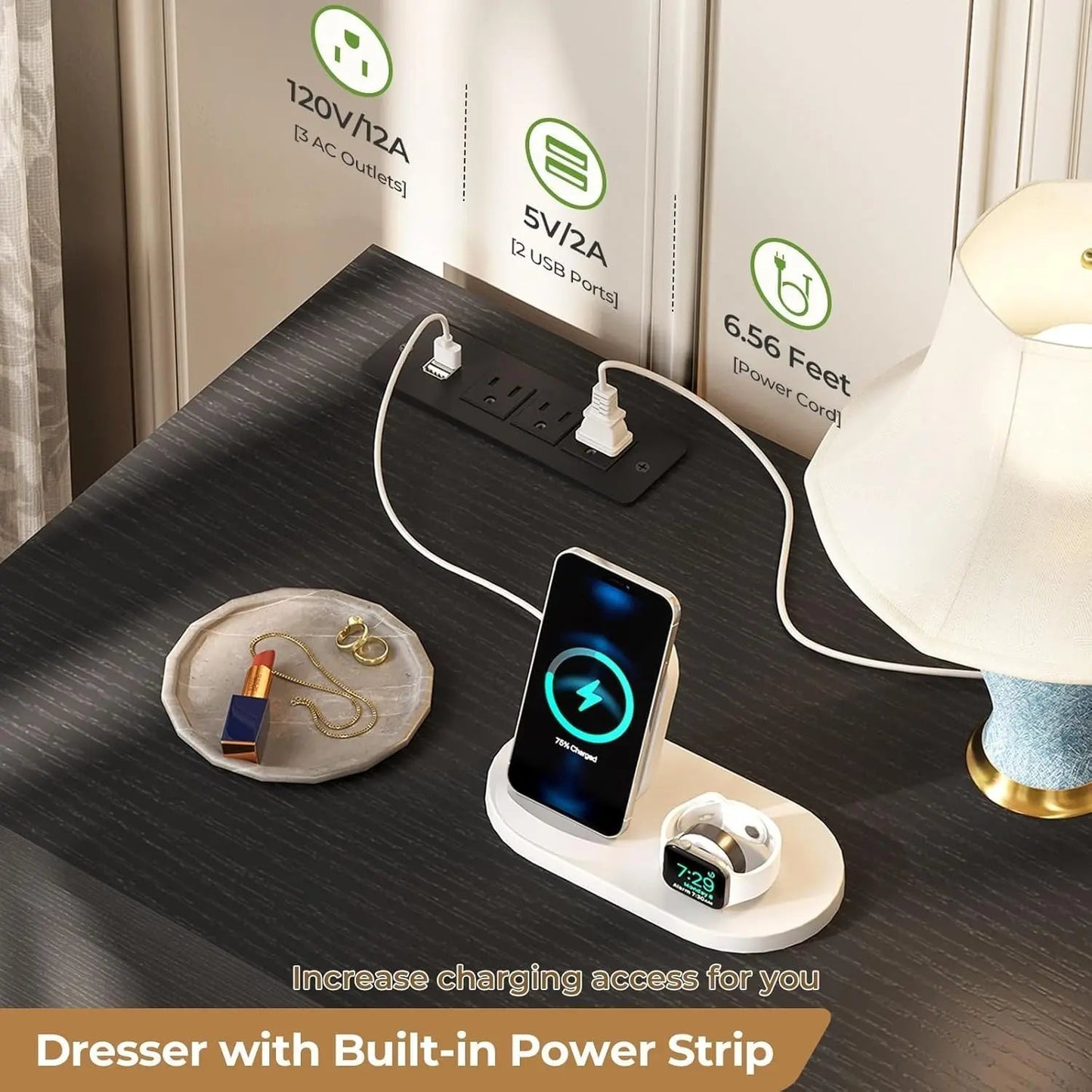 Black Dresser for Bedroom with 9 Drawers, 51.2" Large Drawer Dresser with Charging Station, Wide Farmhouse Dresser Chest of Drawers, Wooden Storage Tower Organizer, Dresser for Bedroom Closet-4