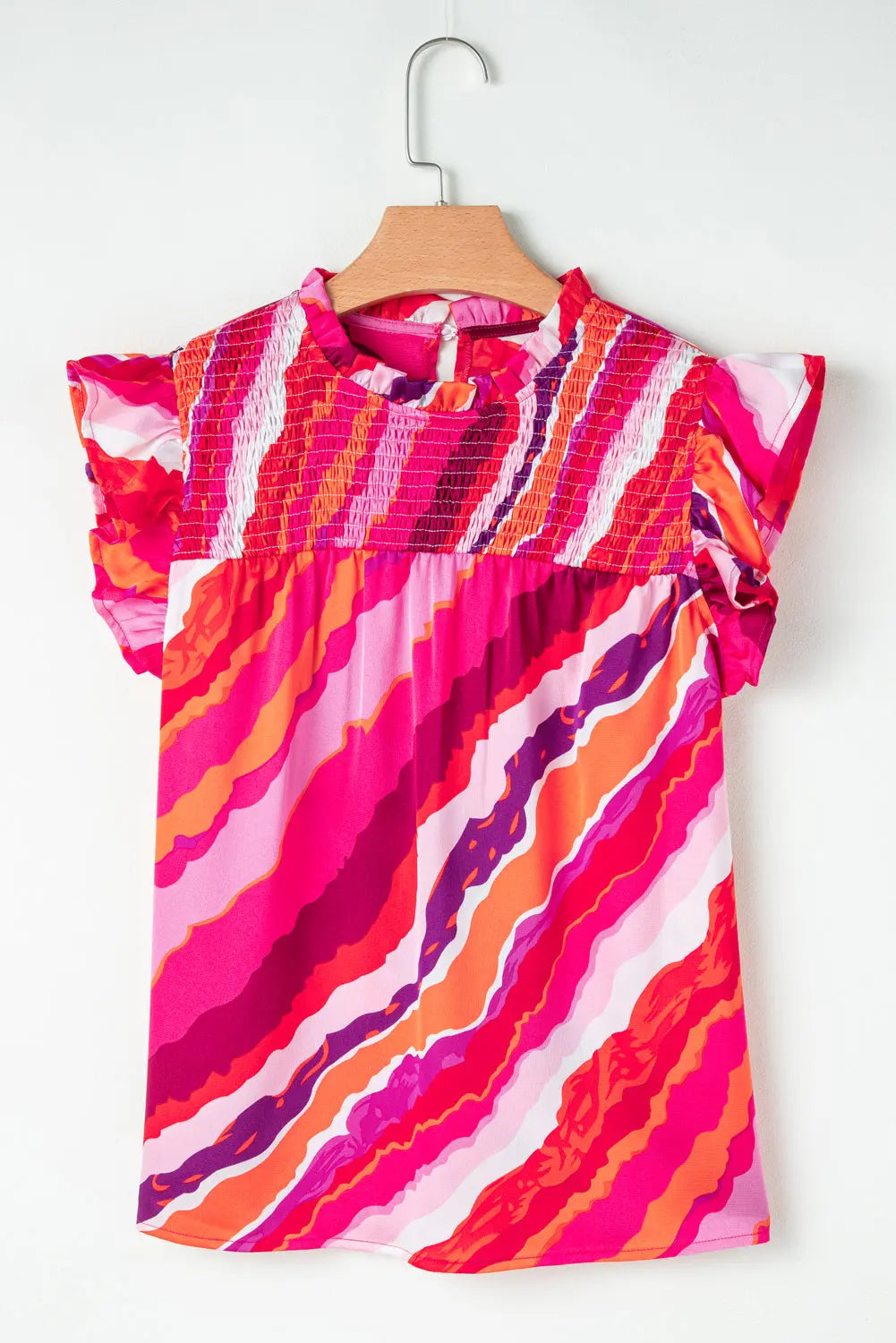 Campbell Abstract Ruffled Blouse Threaded Pear