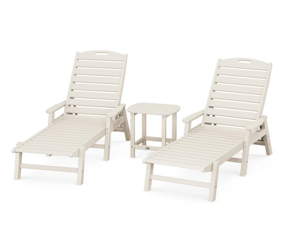 Nautical Three Piece Outdoor Chaise Lounge Set Table ShipItFurniture